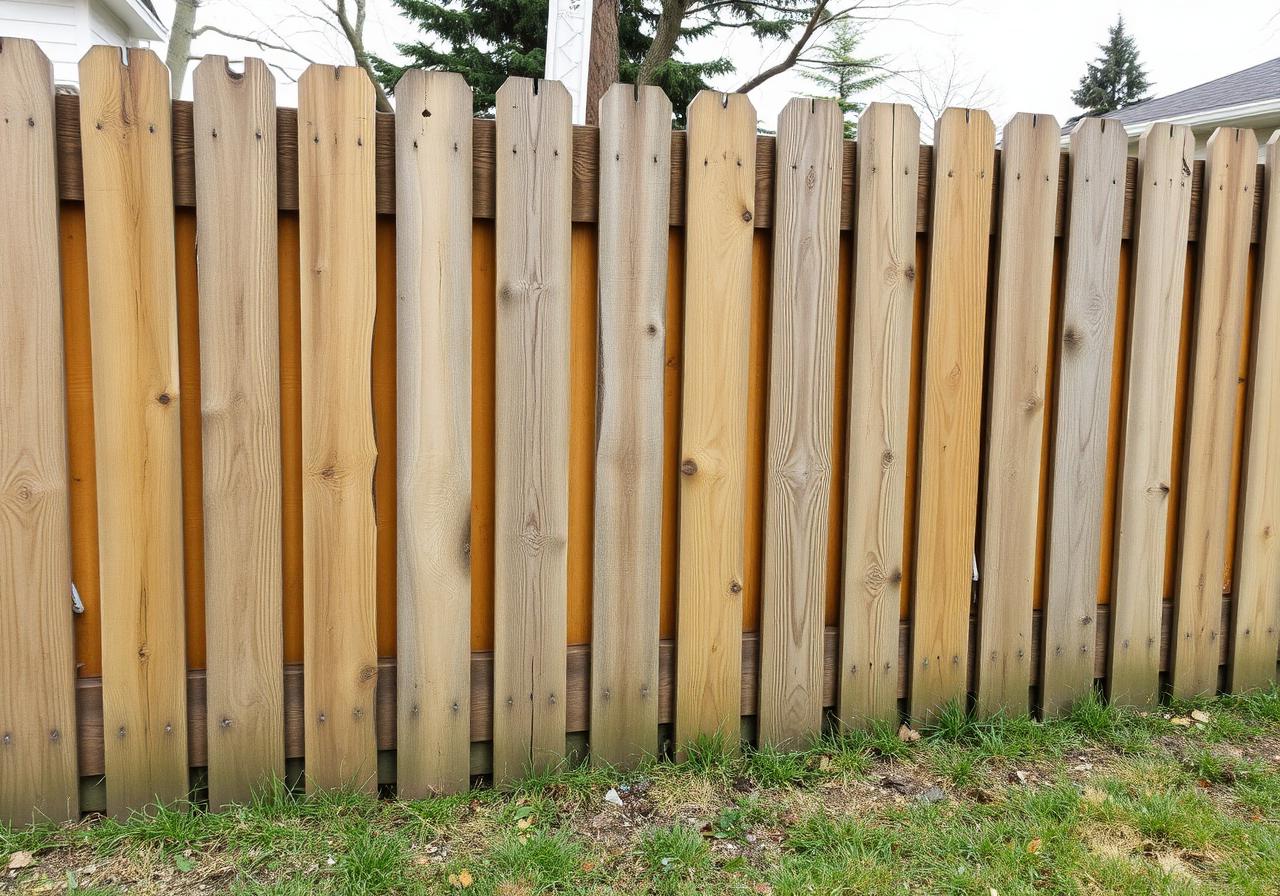 Worn pine fence replaced with a brand new western red cedar privacy fence – before